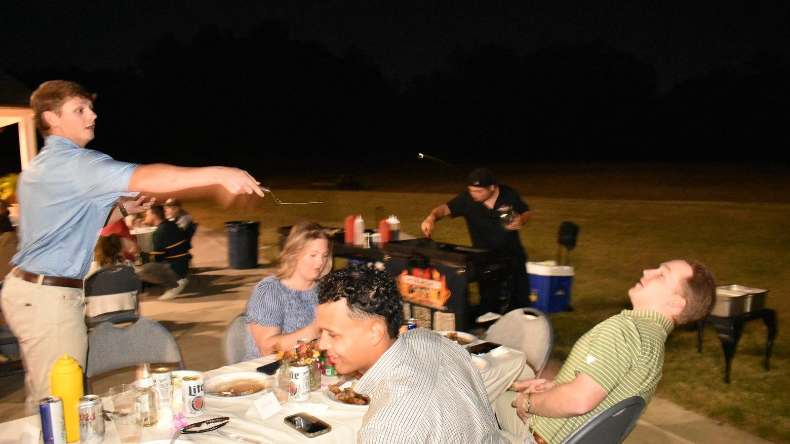 Mobile hibachi chef cooking for guests in Dover